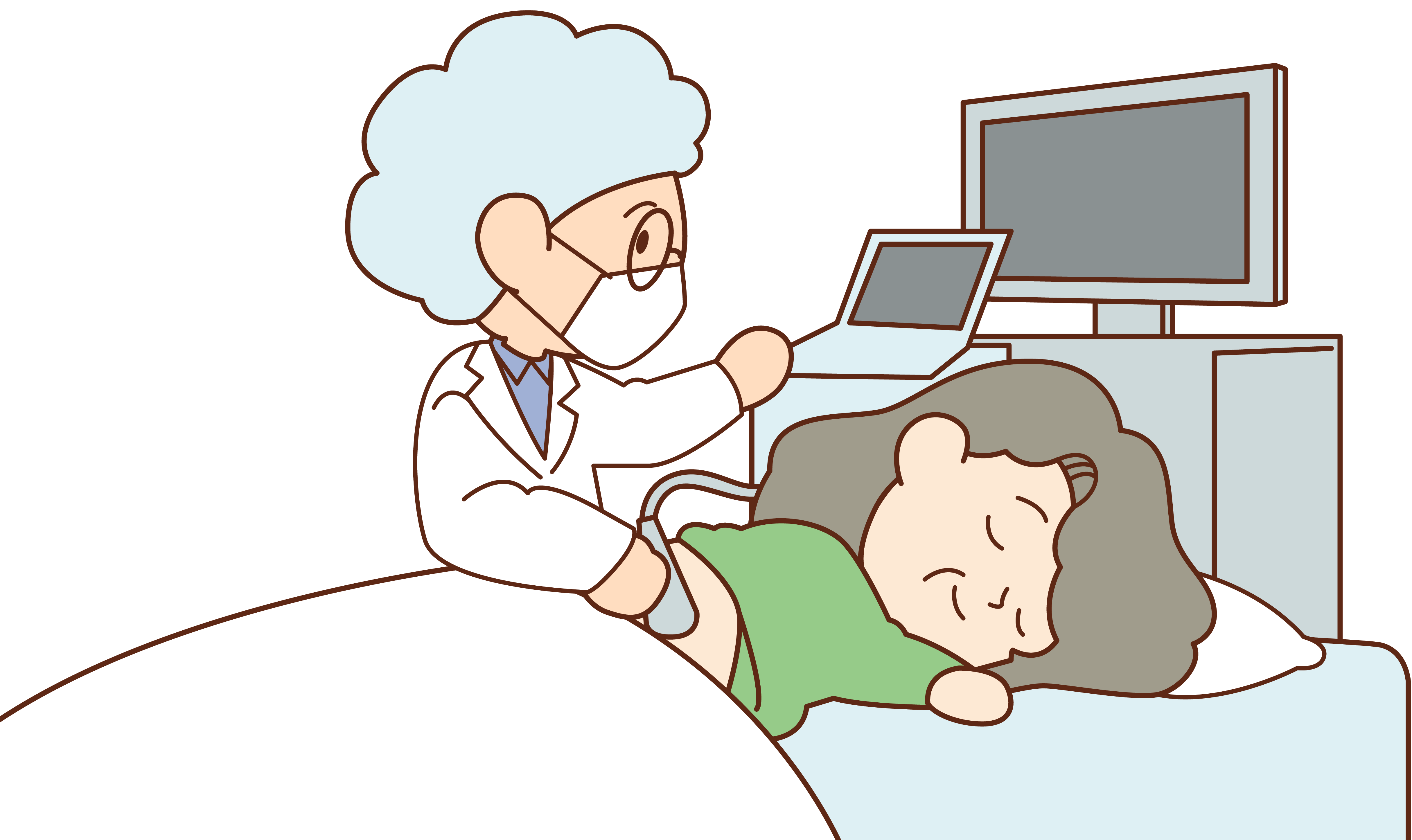 心エコー検査の様子のイラスト