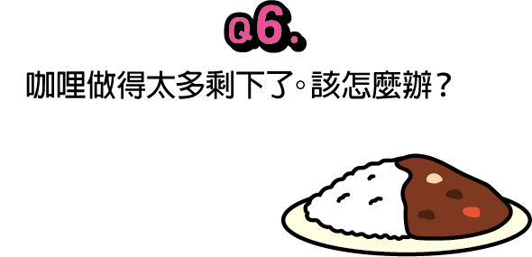 問題6：咖哩做得太多剩下了。該怎麼辦？