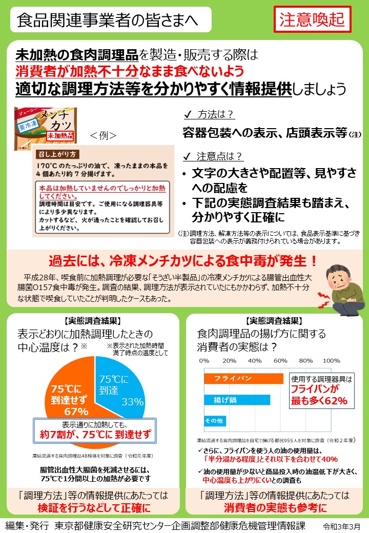 凍結流通する食肉調理品に関する情報提供チラシ